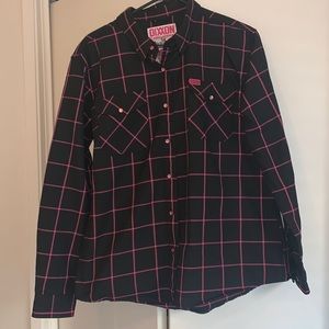 Dixxon flannel, black and pink size XL.